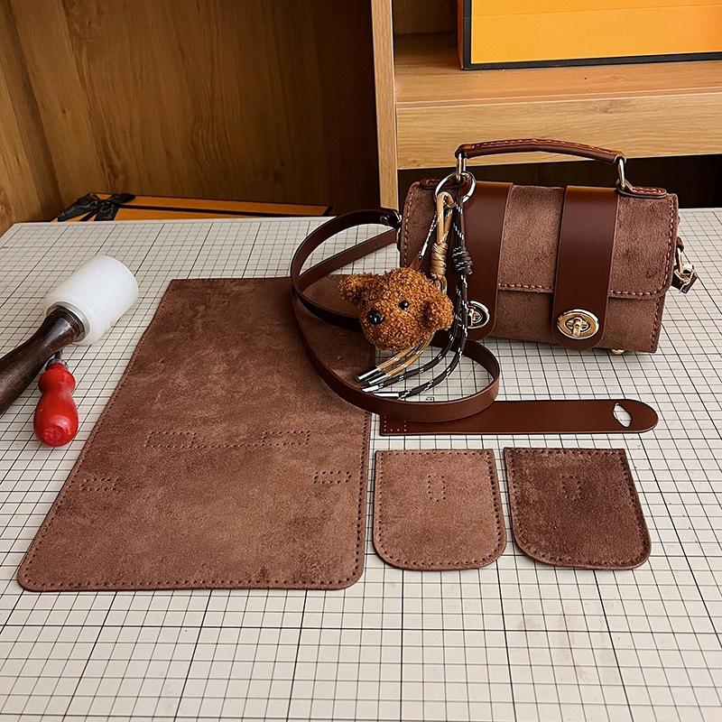 Women Handheld Bags - DIY Knitted Bag Beginner-made brown small