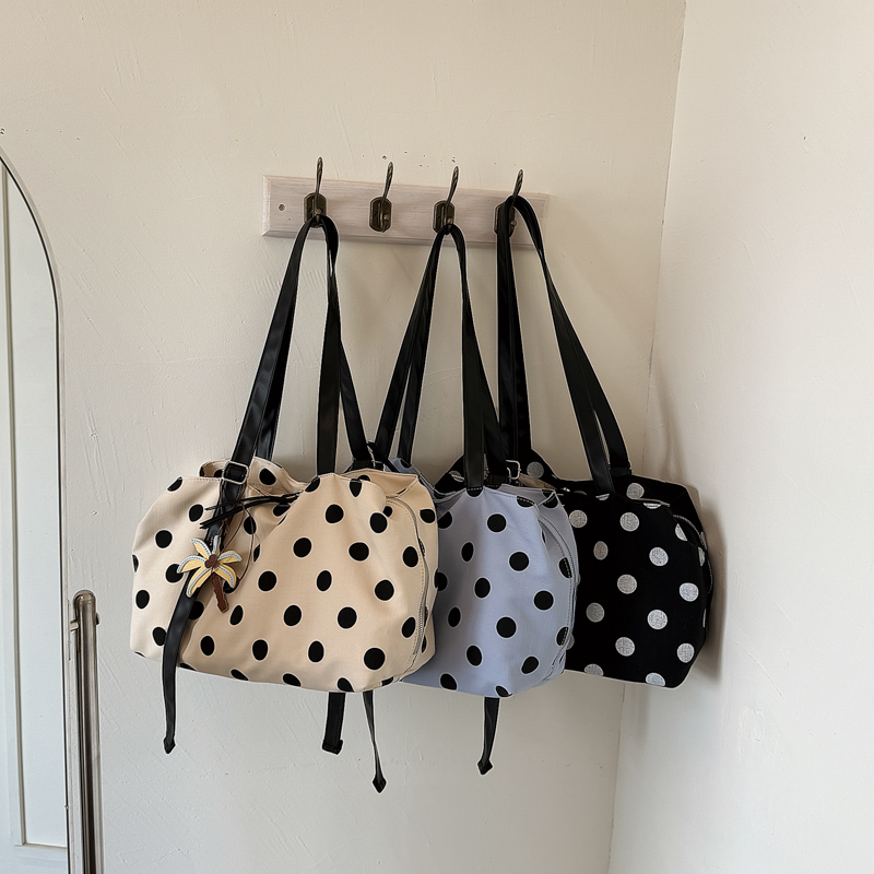 Women Handheld Bags - Multi-layer Canvas Polka Dot Tote Bag