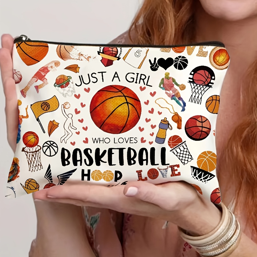 Women'S Best Bags For Travel - Just A Girl Basketball Patters Cosmetic