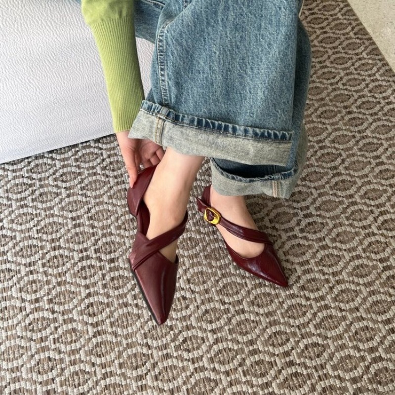 French Block Heel Pointed Toe  - Women Bags Rome review and price