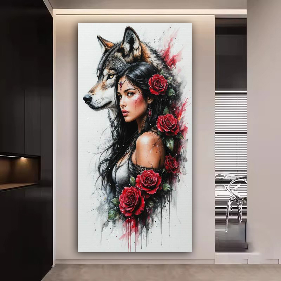 Woman Wolf Rose Large Size Diy - Women Bags Collection review and price